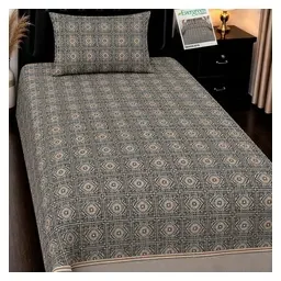 GulAhmed Charcoal Medallion Pure Cotton 4-Piece Single Bedsheet Set
